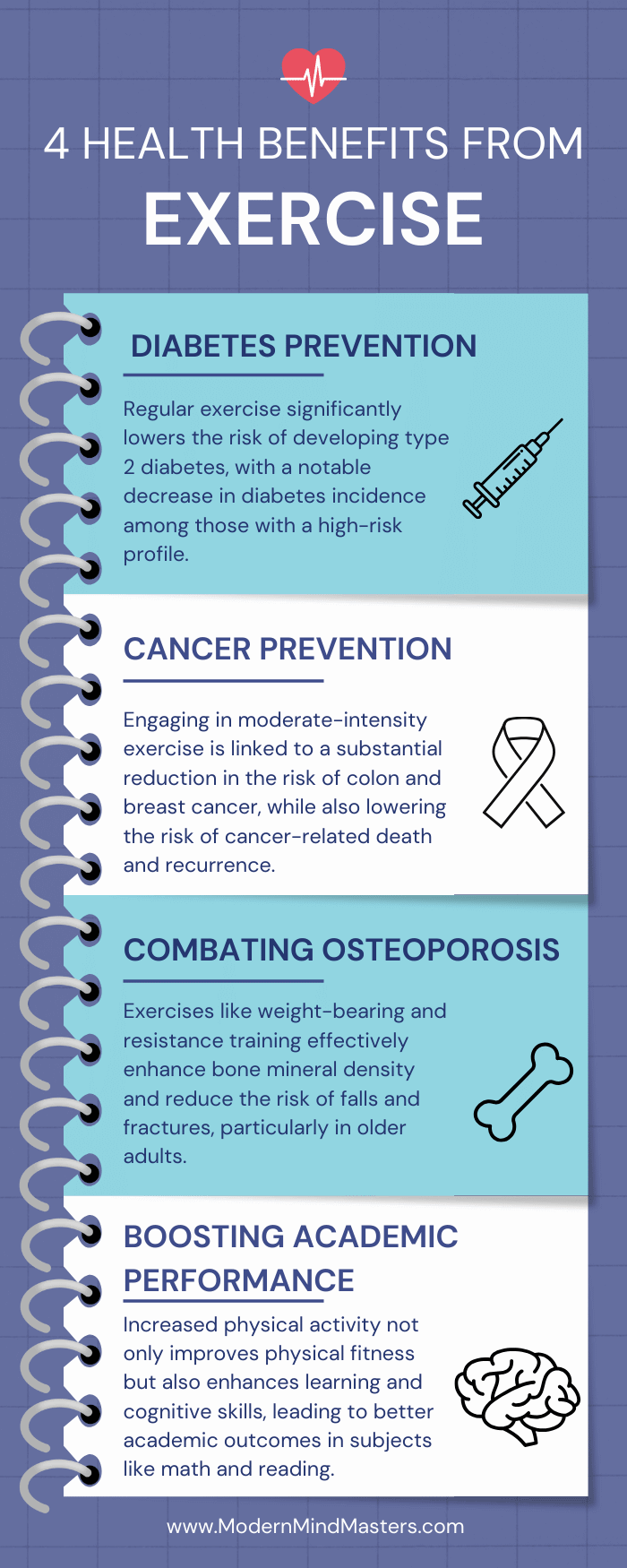 Exercise reaps rewards in key areas of health that are vital for everyday functioning.