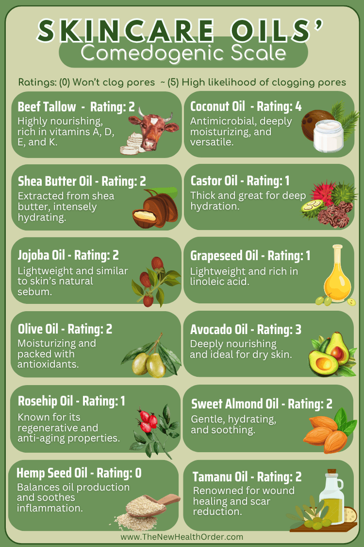 The Comedogenic Scale for skin care oils