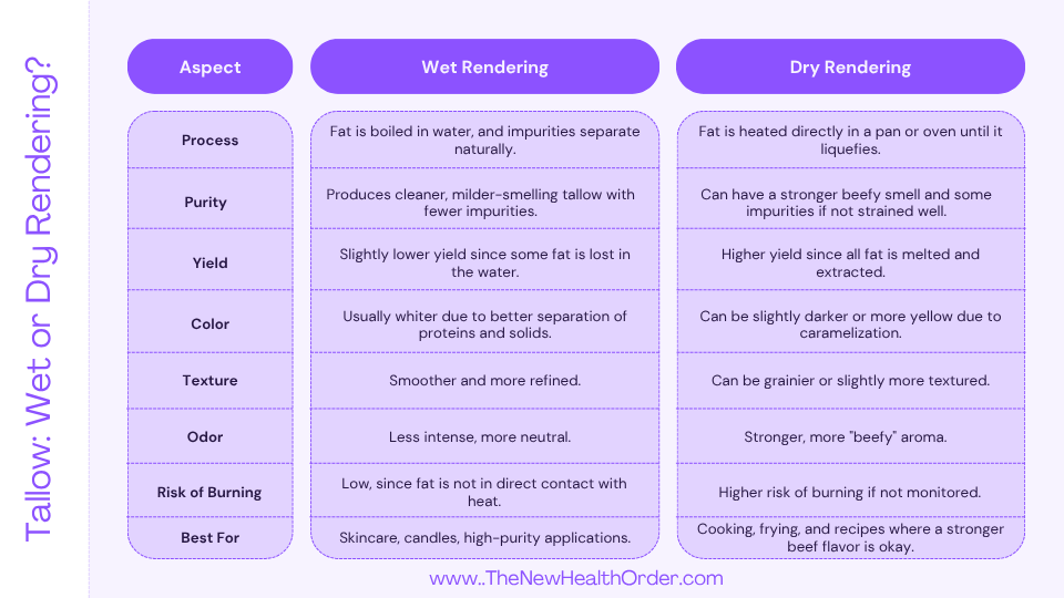 Tallow Wet or Dry Rendering differences between